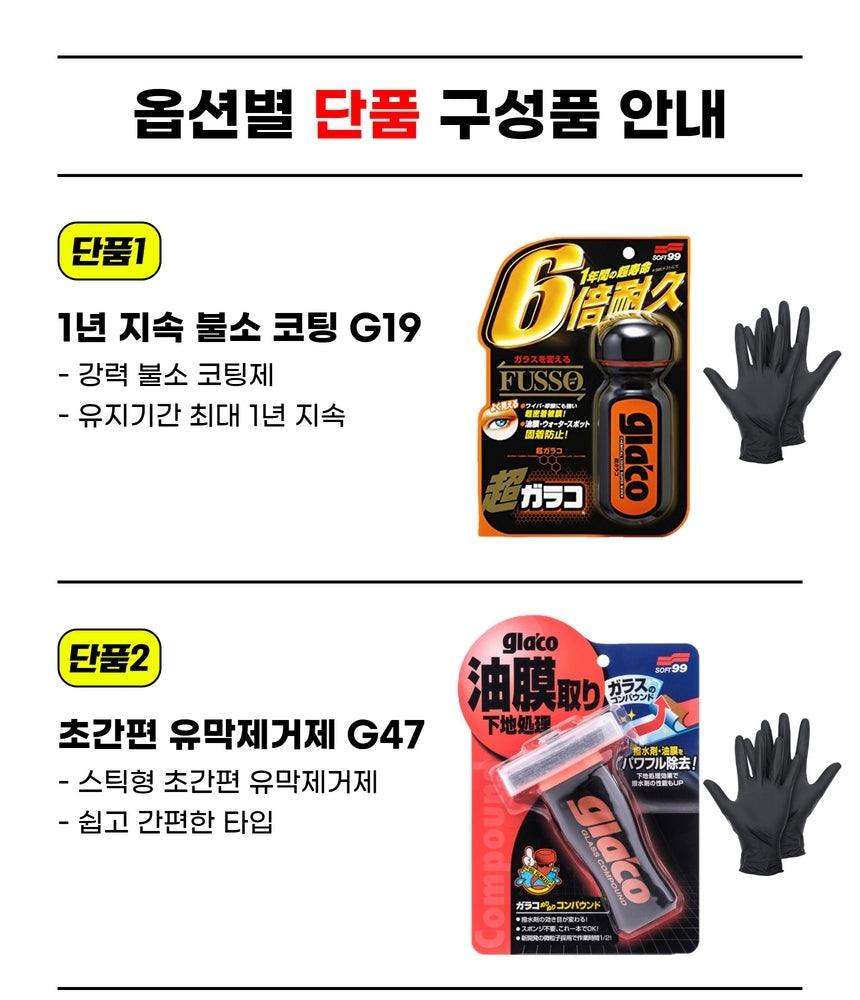 Soft99 Glaco Film Remover Water Repellent Coating Agent G19 G47 G38 G73 G4 G65 Set