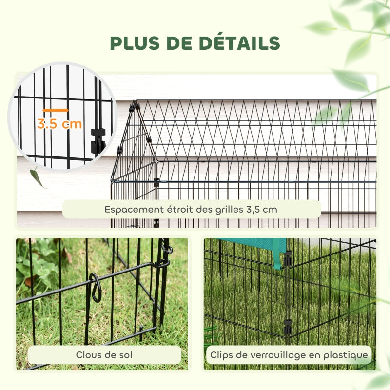 Steel Cage for Small Animals with Doors and Top Cover, for Rabbits, Chinchillas, Chickens, 185X75X75 Cm, Green