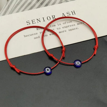 2 pcs Adjustable Lucky Black Red String Bracelets Flat Blue Evil Eye Woven Men Lucky Bracelet Women Femme New Fashion Jewelry