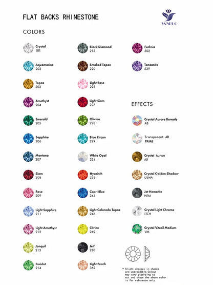 YANRUO 2058NoHF All Color SS16-SS30 Non Hot Fix Sewing Rhinestones Glass Crystal 3D Nail Art Rhinestones For Dress Clothes