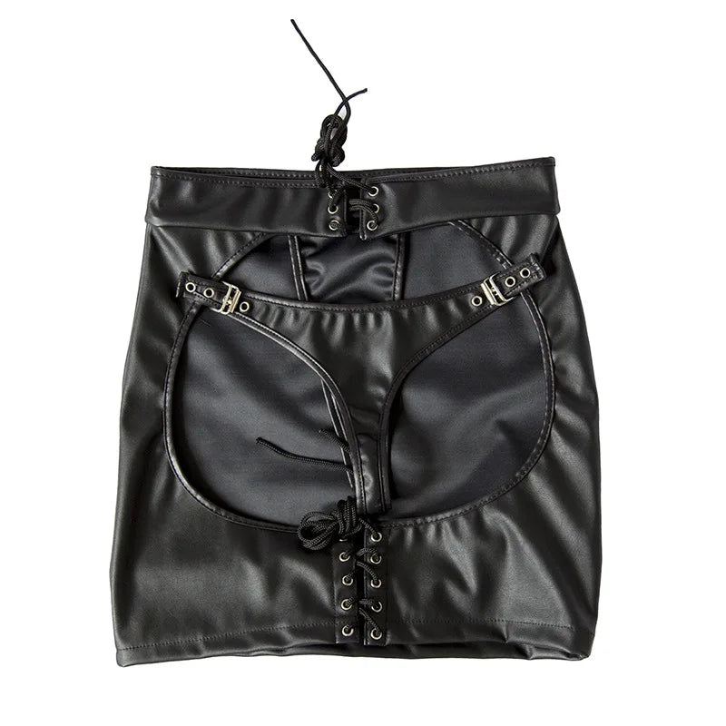 SM Products Adult Toys Black Leather Bondage Set Bdsm Sex Erotic Fetish Mini Dress Porn Skirt Adult Games  Exotic Accessories