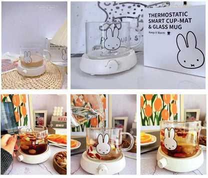 Miffy Cup Heater Coffee Mug Warmer Timer Heating Coaster Smart Thermostatic Heating Pad Hot Plate Hot Milk Coffee Cup Warmer