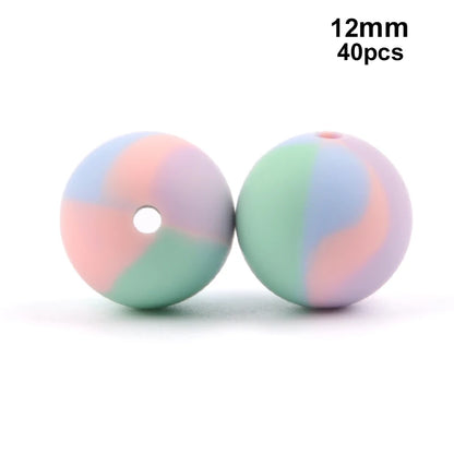 LOFCA 40pcs 12mm Silicone Beads Teething Chew Beads Food Grade Teether Necklace BPA Free Diy Jewelry Baby Teether Toy Pacifier