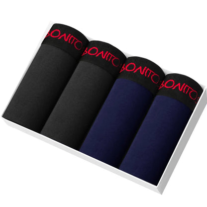 4pcs Cotton Boxer Shorts Soft Men's Panties BONITOS Letter Waistband Men Underpants Boxer Briefs Sexy Underwear for Man Boxers