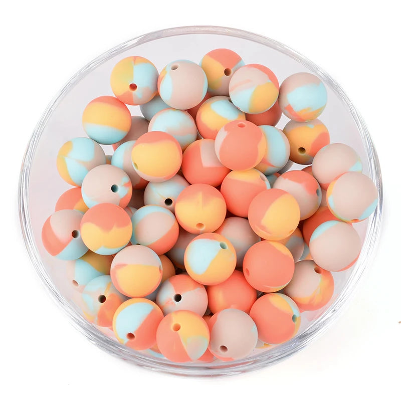 LOFCA 40pcs 12mm Silicone Beads Teething Chew Beads Food Grade Teether Necklace BPA Free Diy Jewelry Baby Teether Toy Pacifier