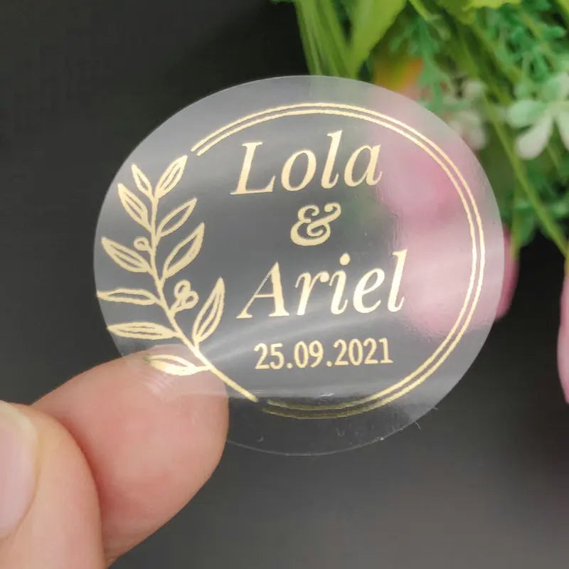 5CM Custom Name Wedding Sticker Personalized Design Your Label Candy Gift Box Birthday Party Seal Sticker Self-adhesive 50PCS