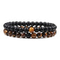 Hot Sale 2pcs/Set Couples Beaded Bracelets Tiger Eye Black Lava Natural Stone Beaded Bracelets Malachite Energy Elastic Jewelry