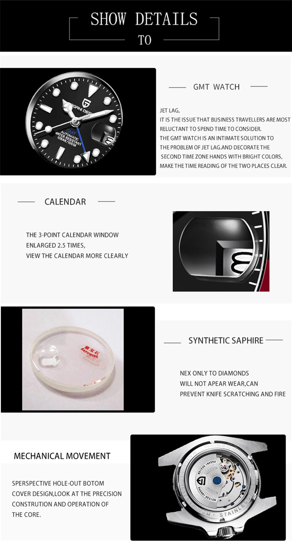 PAGANI DESIGN 2026 40MM Luxury Men GMT Automatic Machinery Watch Ceramic Bezel Jubilee Strap Sapphire Waterproof Watches for men