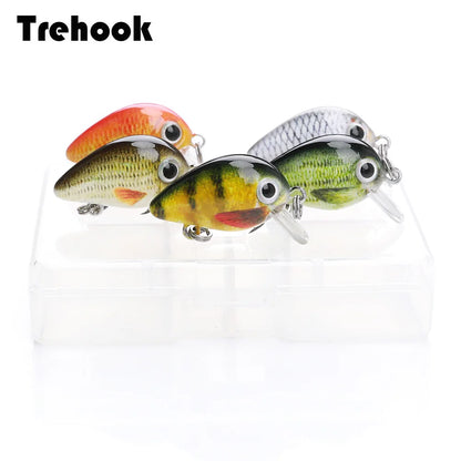 TREHOOK 5pcs 1.5g 3cm Mini Wobblers/Crankbait Fishing Lure Artificial Bait Hard Floating Wobbler for Fish Bass Fishing Tackle