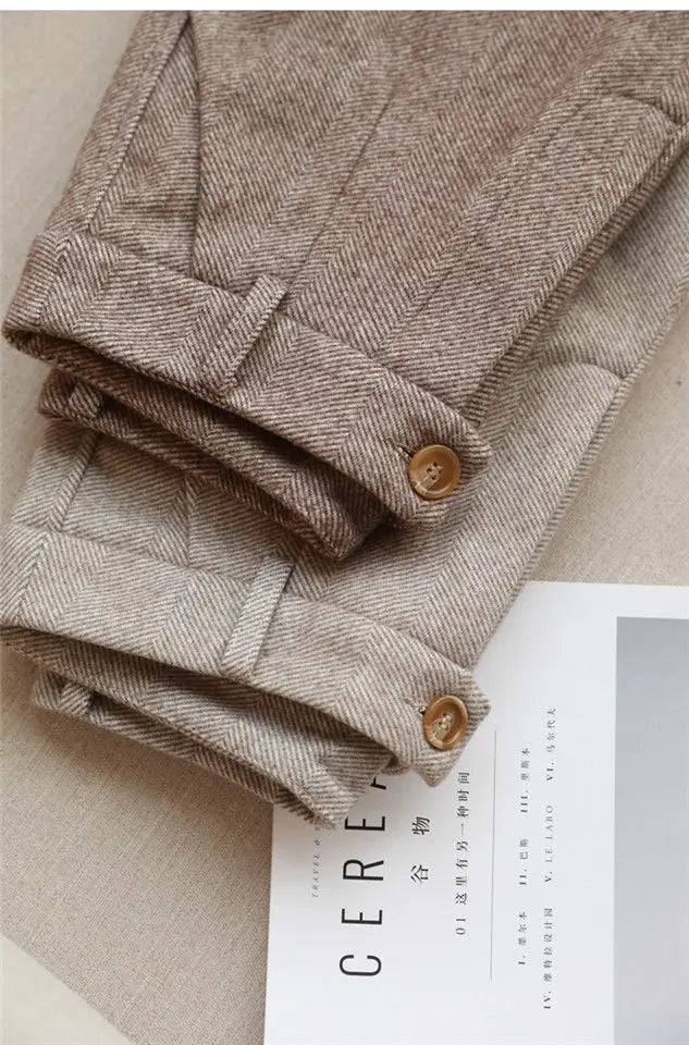 Woolen Pants Women's Harem Pencil Pants 2023 Autumn Winter High Waisted Casual Suit Pants Office Lady Women Trousers