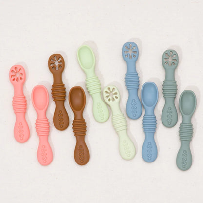 Baby Spoon Fork Set Food Grade Silicone Sticky Spoon Children Cutlery Training Spoon Feeding Tableware Soft Kitchen Accessories