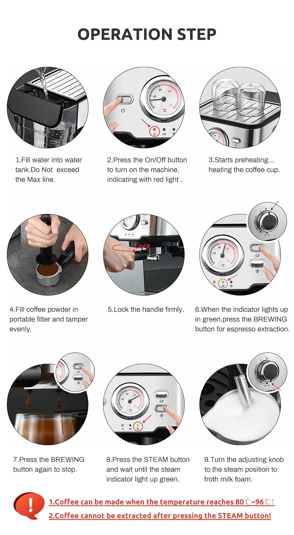 HiBREW Coffee Machine Cafetera 20 Bar Espresso Inox Semi Automatic Expresso Cappuccino Hot Water Steam Temperature Display H5