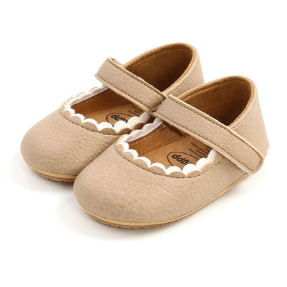 Meckior Baby Girl Shoes Leather Rubber Sole Anti-slip Toddler First Walkers Infant Crib Shoes Newborn Girl New Baby Shoes