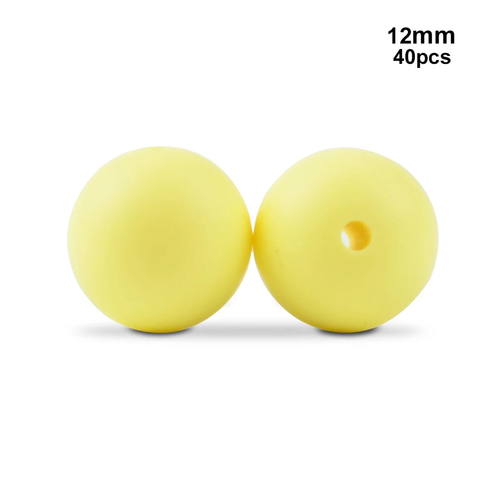 LOFCA 40pcs 12mm Silicone Beads Teething Chew Beads Food Grade Teether Necklace BPA Free Diy Jewelry Baby Teether Toy Pacifier