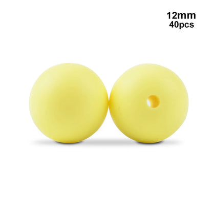 LOFCA 40pcs 12mm Silicone Beads Teething Chew Beads Food Grade Teether Necklace BPA Free Diy Jewelry Baby Teether Toy Pacifier