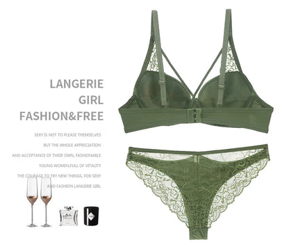 2021 New Sexy Women BCD Cup Bra Sets Lace Thong Hollow Out Underwear Panties Intimante Brief Female Girls Lingerie