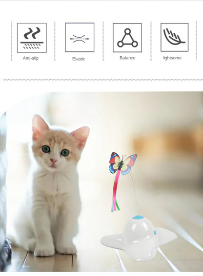 Electric Automatic Rotating Cat Toy Colorful Fluttering Butterfly Shape Funny Kitten Puppy Interactive Playing Toys Accessories