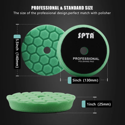 SPTA 3"/5"/6" Car Spong Buffing Polishing Pad Honeycomb Pattern Hook&Loop Backer For DA/RO/GA Car Buffer Polisher
