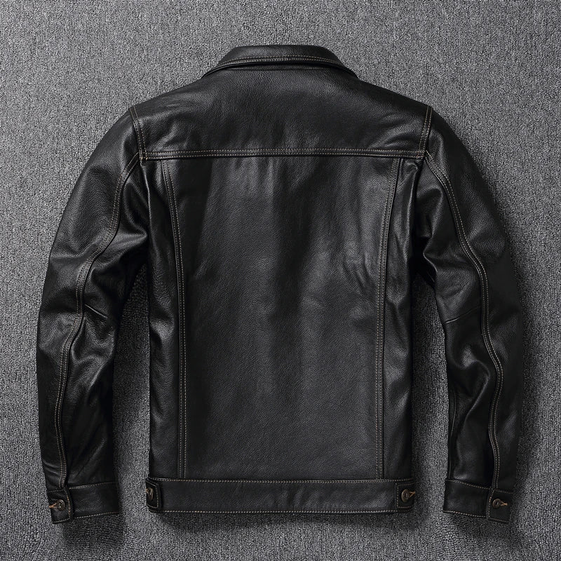 CC Shop Top.Y2K new classic casual slim fit genuine leather coat.quality fashion cowhide jacket.Young popular 557 style Denim
