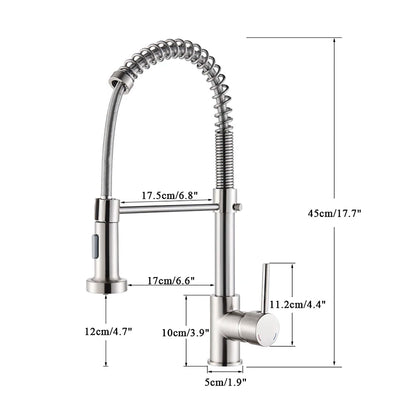 Kitchen Faucets Brush Brass Faucets for Kitchen Sink Single Lever Pull Out Spring Spout Mixers Tap Hot Cold Water Crane
