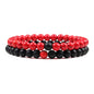 Hot Sale 2pcs/Set Couples Beaded Bracelets Tiger Eye Black Lava Natural Stone Beaded Bracelets Malachite Energy Elastic Jewelry