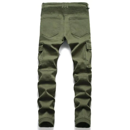 2022 New Fashion Mens Biker Jeans Punk Style Men Cargo Denim Pants  Zipper Pocket Motorcycle Jeans Male Pantalones Hombre