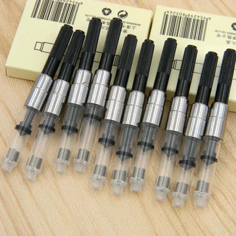 10pc FOUNTAIN PEN refill INK CONVERTER PUMP CARTRIDGES Black