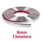 13M Silver Car Moulding Trim Strip Chrome Styling Decoration Tape Auto DIY Protective Sticker 6mm 8mm 10mm 12mm 15mm 20mm 30mm
