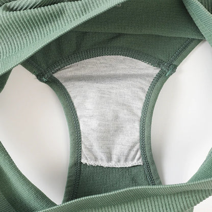 Women Seamless Bra And Panties Set U-Back Bralette Top Comfort Breathable Briefs Ribbed Sexy Lingerie Sports Underwear Set