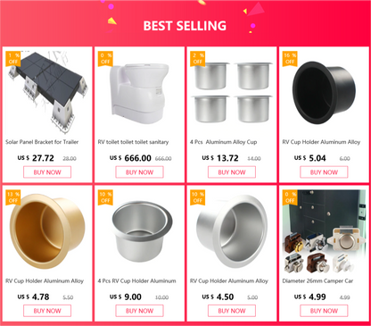 4 Pcs  Aluminum Alloy Cup Holder for Caravan Camper RV Accessories