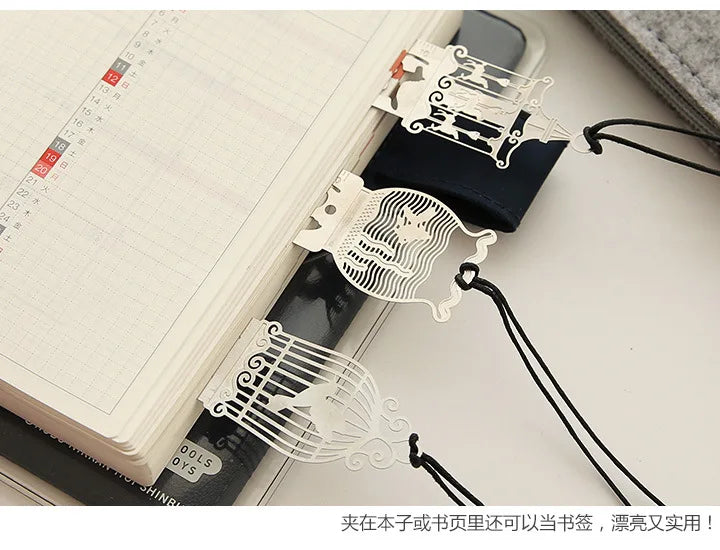 4 pcs/lot Cute Kawaii Creative Horse Birdcage Hollow Metal Bookmark Ruler For Student Gift School Supplies