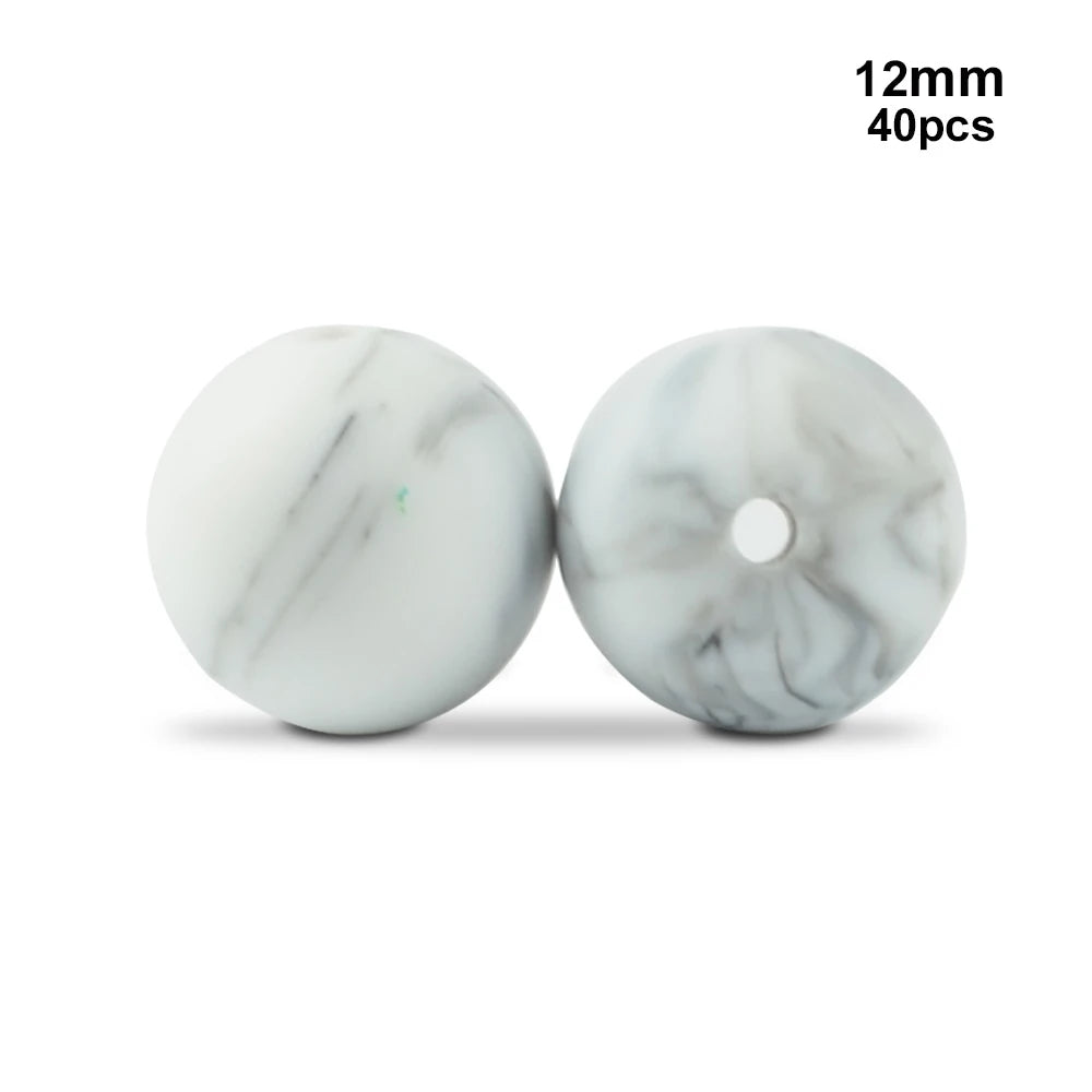LOFCA 40pcs 12mm Silicone Beads Teething Chew Beads Food Grade Teether Necklace BPA Free Diy Jewelry Baby Teether Toy Pacifier