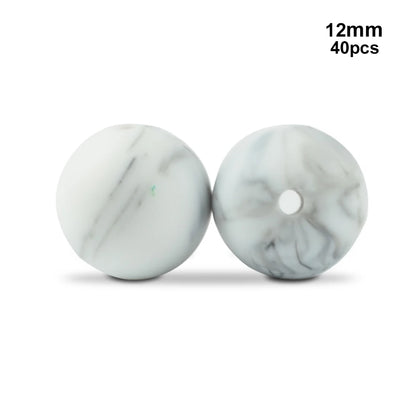 LOFCA 40pcs 12mm Silicone Beads Teething Chew Beads Food Grade Teether Necklace BPA Free Diy Jewelry Baby Teether Toy Pacifier