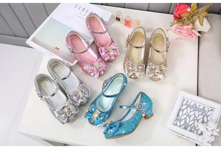 Princess Girls Party Shoes Children Sandals Colorful Sequins High Heels Shoes Girls Sandals Peep Toe Summer Kids Shoes CSH813