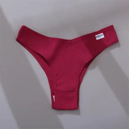 FINETOO 3/5Pcs Cotton Brazilian Panties Women's Panties Sexy V Waist T-Back Underwear Female Soft Underpants Lady Bikini Lingeri