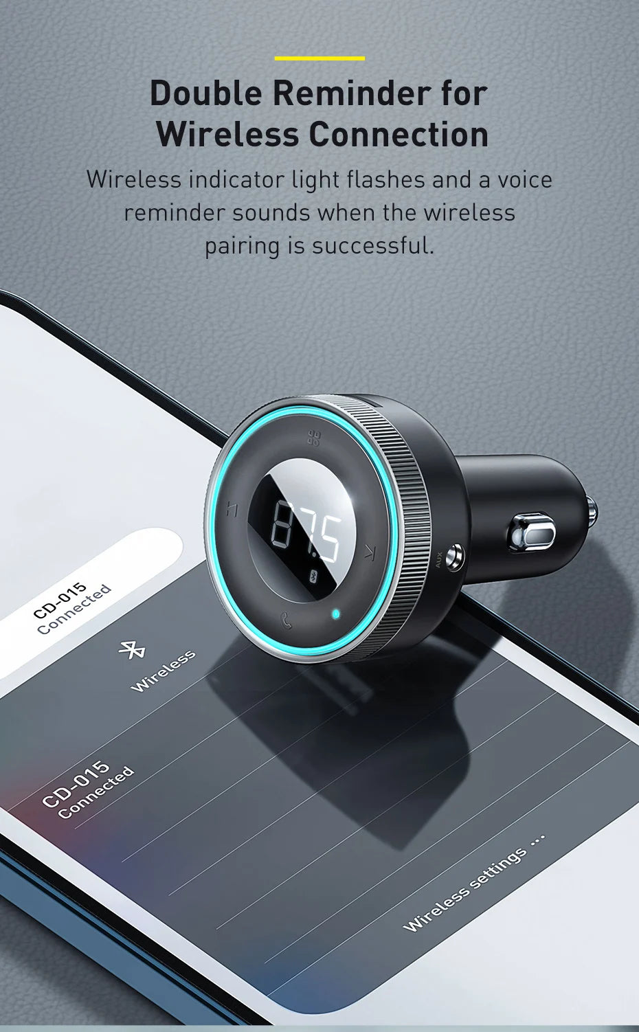 Baseus FM Transmitter Modulator Car Wireless Bluetooth 5.0 USB Fast Charger Auto Aux Radio Mp3 Player Music Hands Free Car Kit