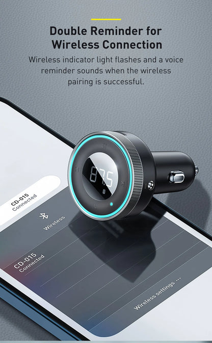 Baseus FM Transmitter Modulator Car Wireless Bluetooth 5.0 USB Fast Charger Auto Aux Radio Mp3 Player Music Hands Free Car Kit