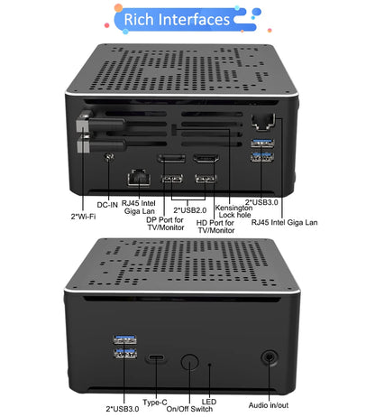 Intel Xeon 2176M ECC RAM Win11 Mini Gaming PC 2*DDR4 NVME 2Lans Office Gamer Desktop Mini Computer 2286M Web Mini Server Host