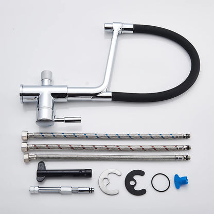 Rozin Purification Kitchen Faucets Black Pull Out Kitchen Water Filter Tap 3 Way Mixer torneira para cozinha de parede Crane