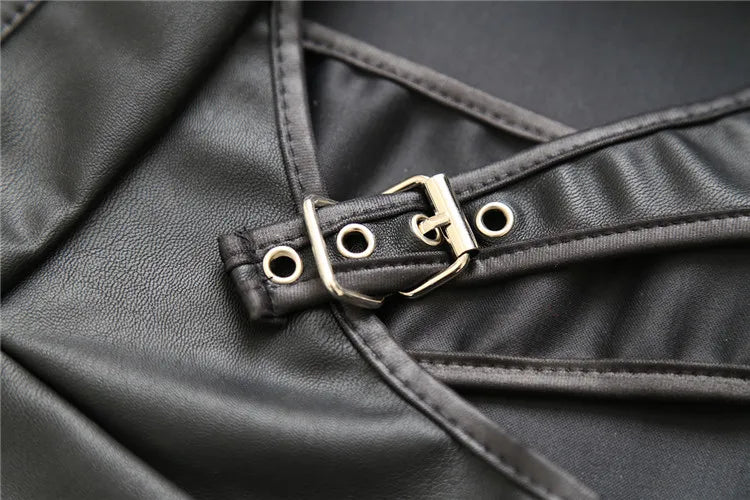BDSM Restraint Ass Porn Mini Skirt Sexy Lingerie Whip Paddle PU Leather G-String Panties Dress  Erotic Sexy Costume Women