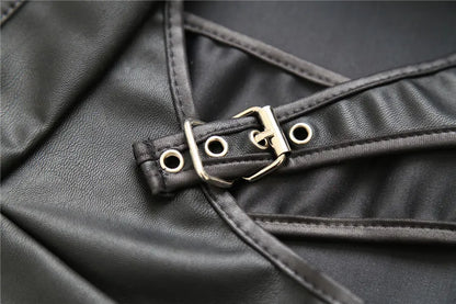 BDSM Restraint Ass Porn Mini Skirt Sexy Lingerie Whip Paddle PU Leather G-String Panties Dress  Erotic Sexy Costume Women