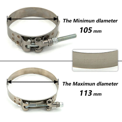 1 Pc 2.0" 2.25" 2.5" 2.75" 3.0" 3.25" 3.5" 4.0" T-Bolt Exhaust Clamp Intake Turbo Exhaust Intercooler Silicone Coupler