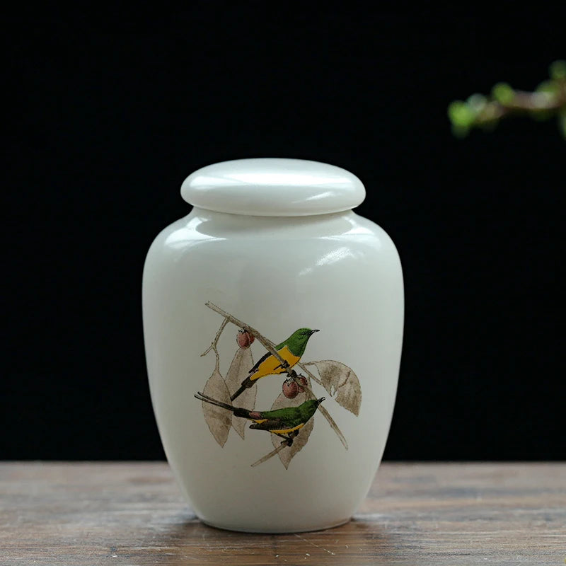 Mini White Ceramic Pet Ashes Urn Cremation Ash Holder Small Animal Pet Parrot Bird Funeral Memorial Casket Burial Urns Gift