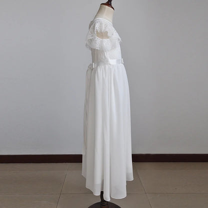Kids Clothes White Lace Girls Full Sleeve Princess Dress Wedding Fancy Girl Long Dresses Elegant Evening Party Ball Gown 2 to 14