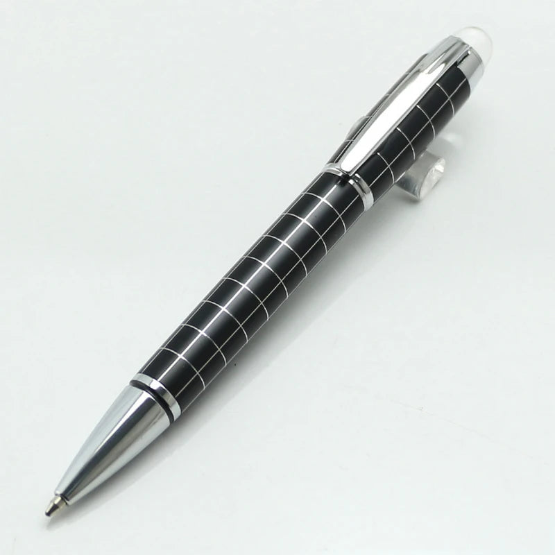 Baoer 79 Rollerball /Ballpoint Pen  Black Matte Silver Line Rotating Crystal Cover Office School Supplies Writing
