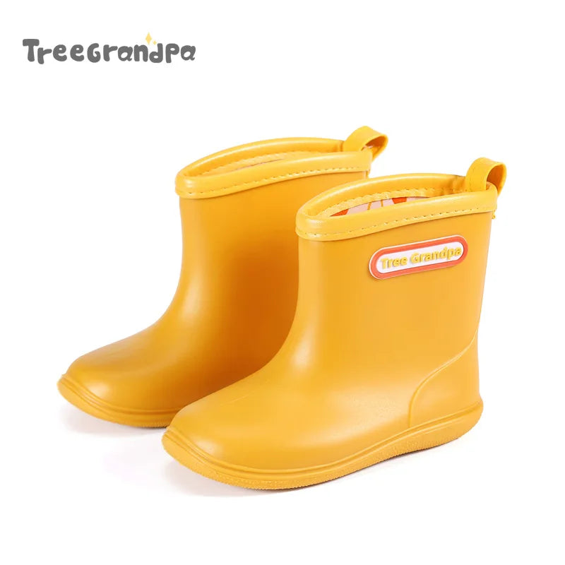 Child Boy Rubber Rain Shoes Girls Boys Kid Ankle Rain Boots Waterproof Shoes Round Toe Water Shoes Soft Toddler Rubber Shoes