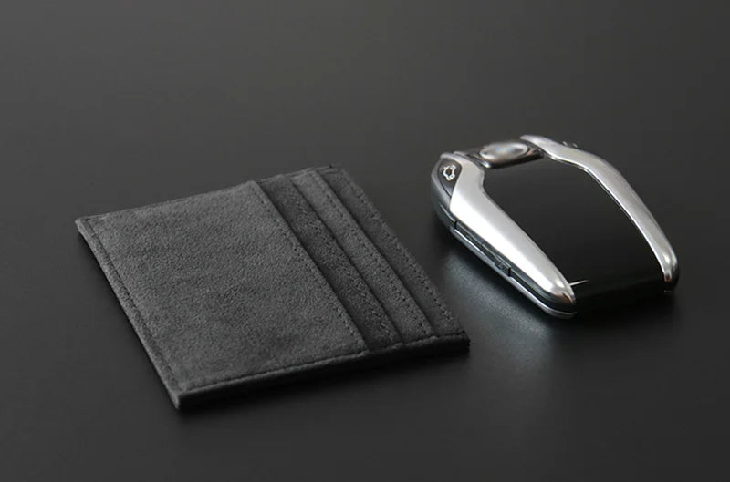 YMW ALCANTARA Card Holder Women & Man Turn fur Luxury Artificial Leather Slim Card Mini Wallet Small Thin Card Package