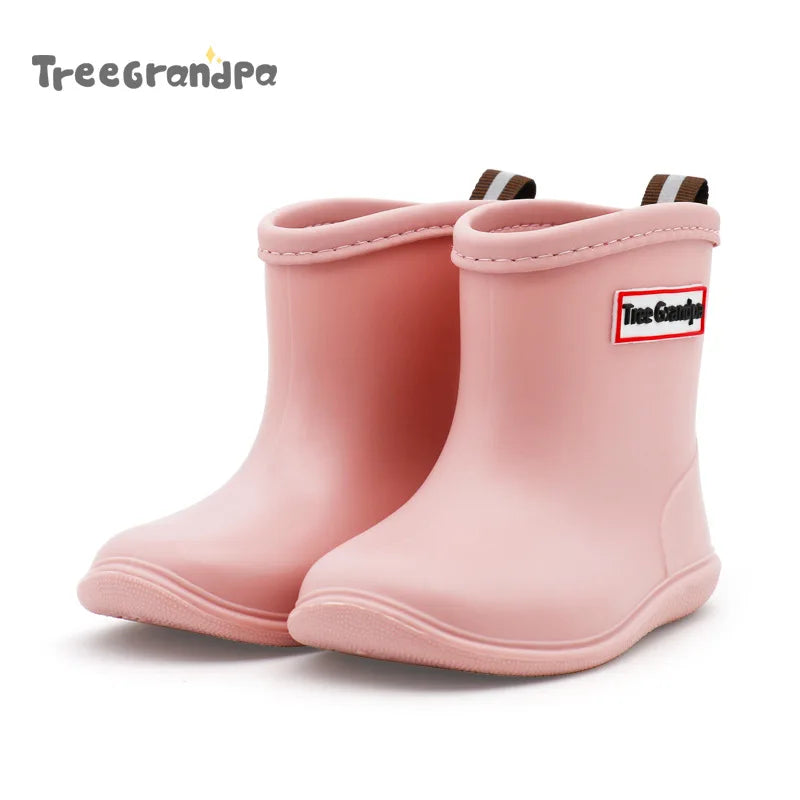 Child Boy Rubber Rain Shoes Girls Boys Kid Ankle Rain Boots Waterproof Shoes Round Toe Water Shoes Soft Toddler Rubber Shoes