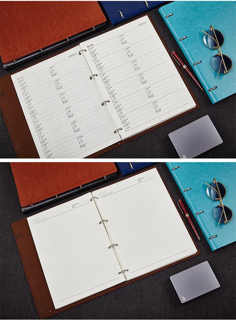A4 A5 A6 B5 Hollow Loose-leaf Notebook, Detachable Notebook, Leather Notepad Notebook Binder Notepads Stationery