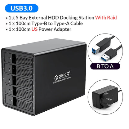 ORICO 95 Series 5 Bay 3.5'' USB3.0 HDD Docking Station Support RAID Mode Aluminum With 150W Power for Bitcoin Altcoins Mining
